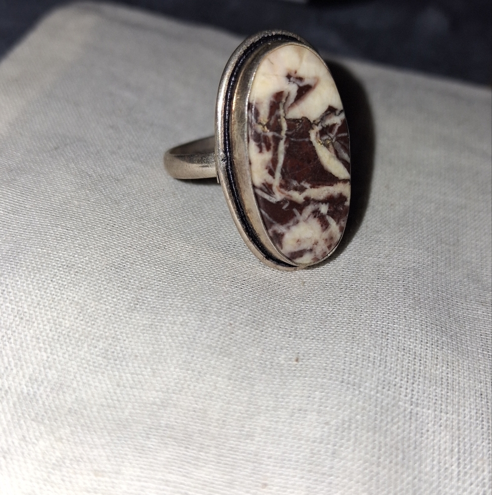 Jasper Mookaite Oval Gemstone 925 Signed Sterling Ring EUC - Picture 3 of 8